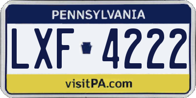 PA license plate LXF4222