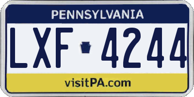 PA license plate LXF4244
