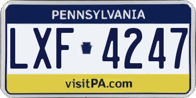PA license plate LXF4247