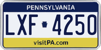 PA license plate LXF4250
