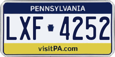 PA license plate LXF4252