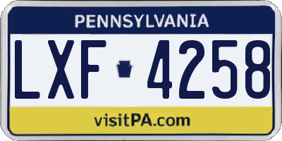 PA license plate LXF4258