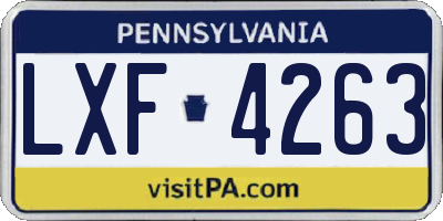PA license plate LXF4263