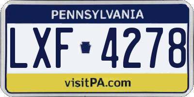 PA license plate LXF4278