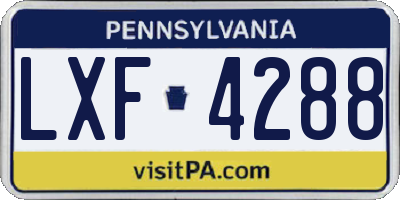 PA license plate LXF4288