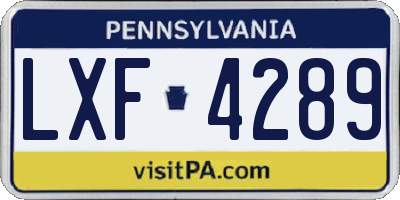 PA license plate LXF4289