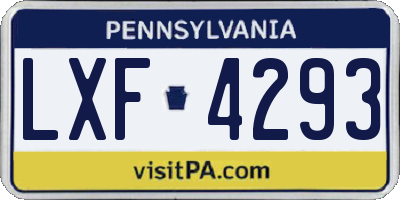 PA license plate LXF4293