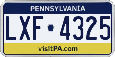 PA license plate LXF4325