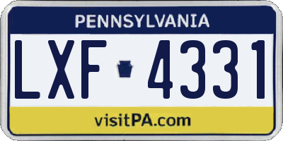 PA license plate LXF4331