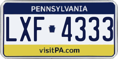 PA license plate LXF4333