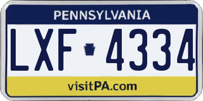 PA license plate LXF4334