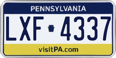 PA license plate LXF4337