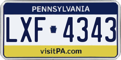 PA license plate LXF4343