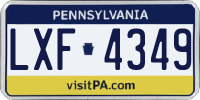 PA license plate LXF4349