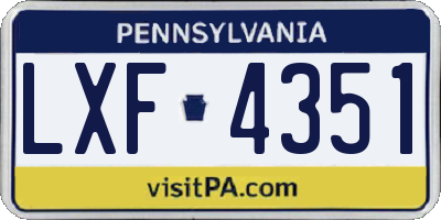 PA license plate LXF4351