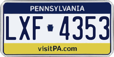PA license plate LXF4353