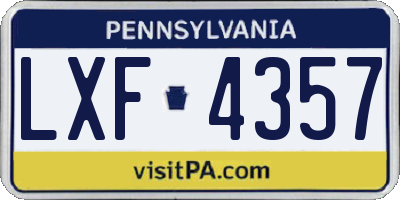 PA license plate LXF4357