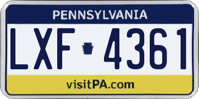 PA license plate LXF4361
