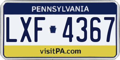 PA license plate LXF4367