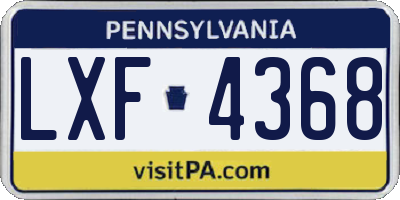 PA license plate LXF4368