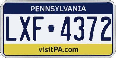 PA license plate LXF4372