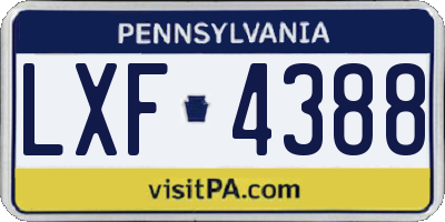 PA license plate LXF4388