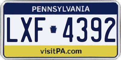 PA license plate LXF4392