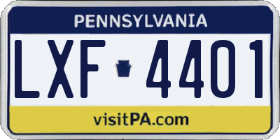 PA license plate LXF4401