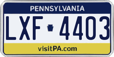 PA license plate LXF4403