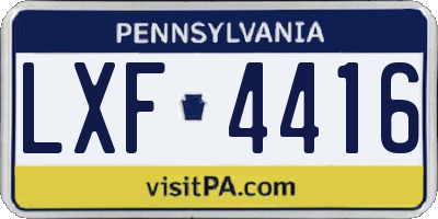 PA license plate LXF4416