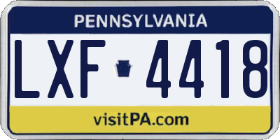 PA license plate LXF4418