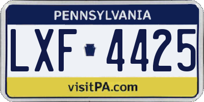 PA license plate LXF4425