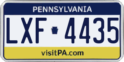 PA license plate LXF4435