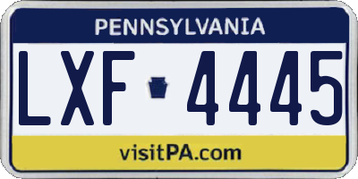 PA license plate LXF4445