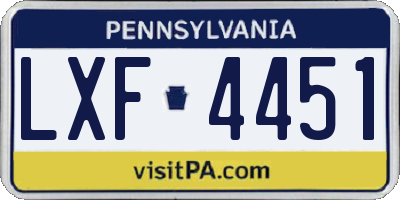 PA license plate LXF4451