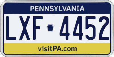 PA license plate LXF4452