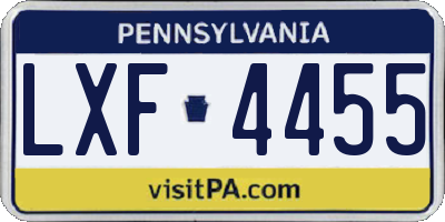 PA license plate LXF4455