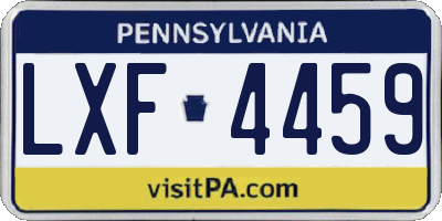 PA license plate LXF4459