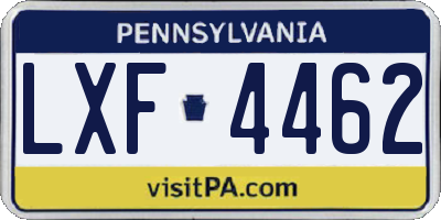 PA license plate LXF4462