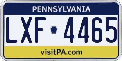 PA license plate LXF4465