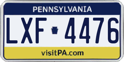 PA license plate LXF4476