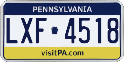 PA license plate LXF4518