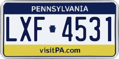 PA license plate LXF4531