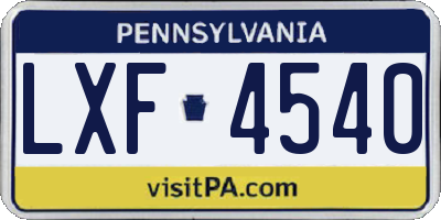 PA license plate LXF4540