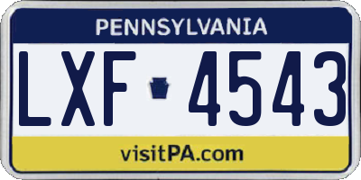 PA license plate LXF4543