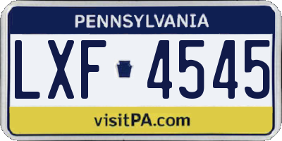 PA license plate LXF4545