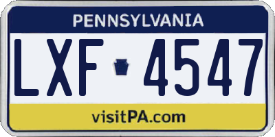 PA license plate LXF4547