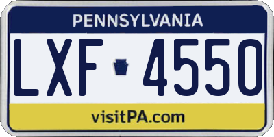 PA license plate LXF4550