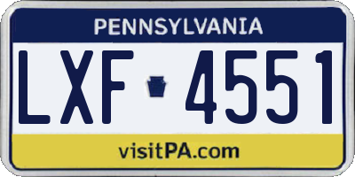 PA license plate LXF4551
