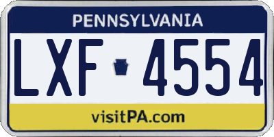 PA license plate LXF4554